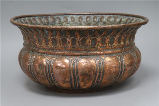 A copper bowl diameter 29cm